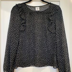 CAbi polka dot black and white blouse, XS